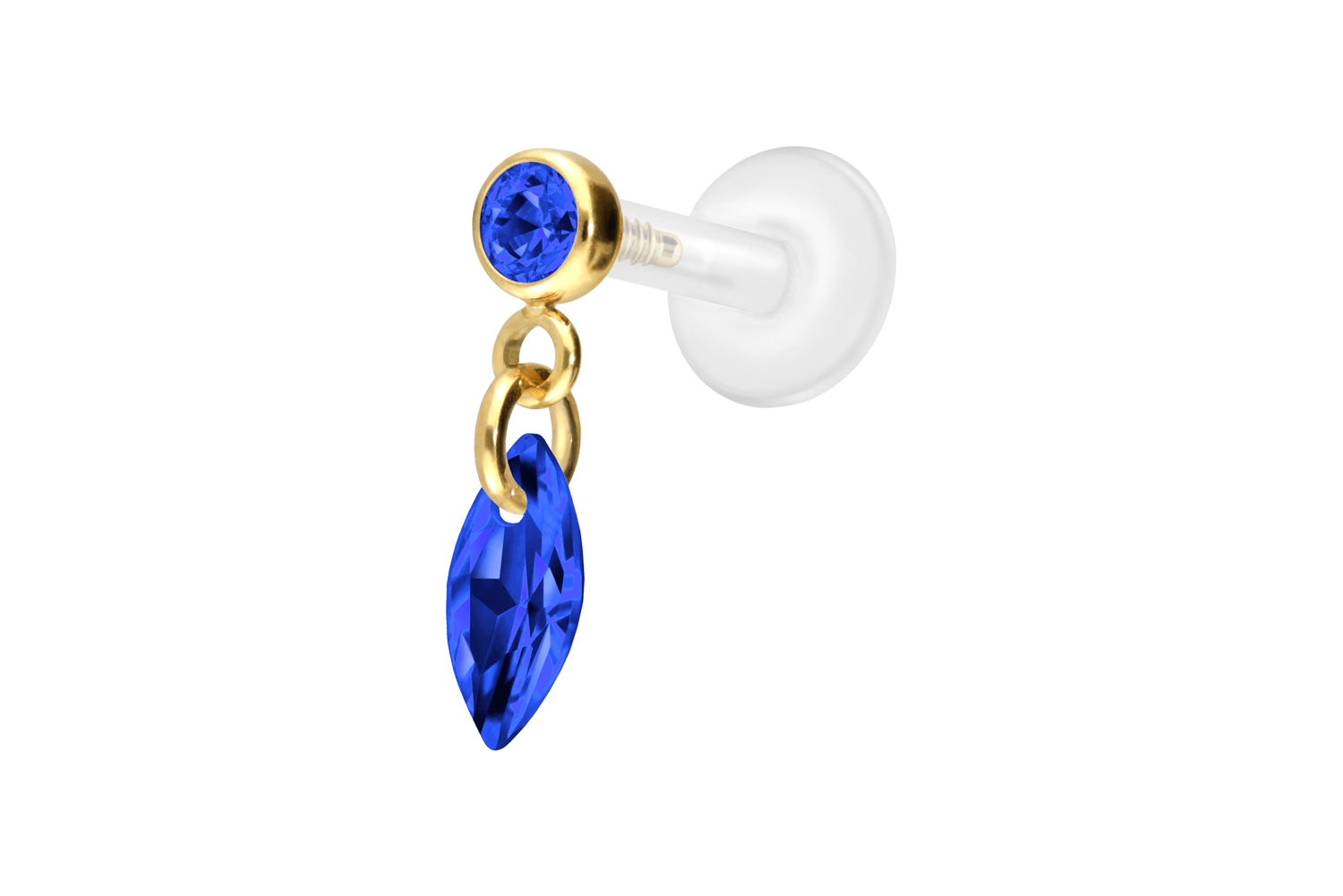 PTFE Labret Piercing mit Innengewinde + Titan-Aufsatz KRISTALLOVAL
